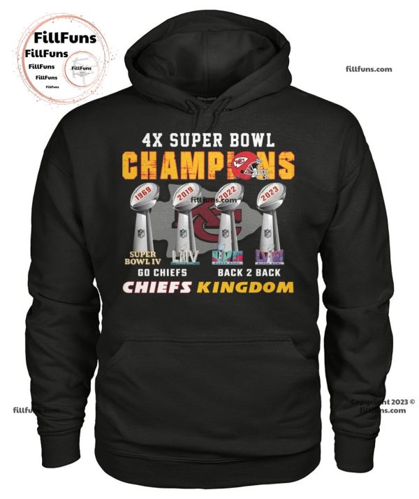 4X Super Bowl Champions Go Chiefs Back To Back Chiefs Kingdom T-Shirt