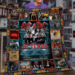 ACDC 51 Years Of 1973-2024 Thank You For The Memories Fleece Blanket