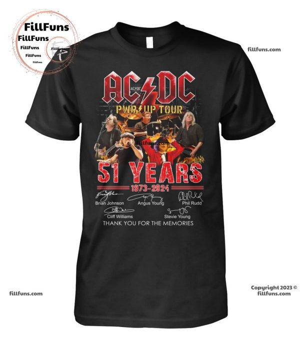 ACDC Pwr Up Tour 51 Years 1973-2024 Thank You For The Memories Unisex T-Shirt