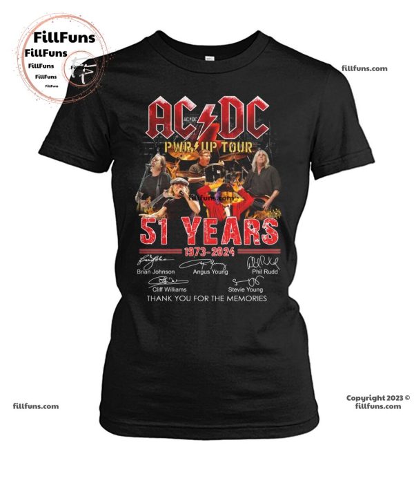 ACDC Pwr Up Tour 51 Years 1973-2024 Thank You For The Memories Unisex T-Shirt