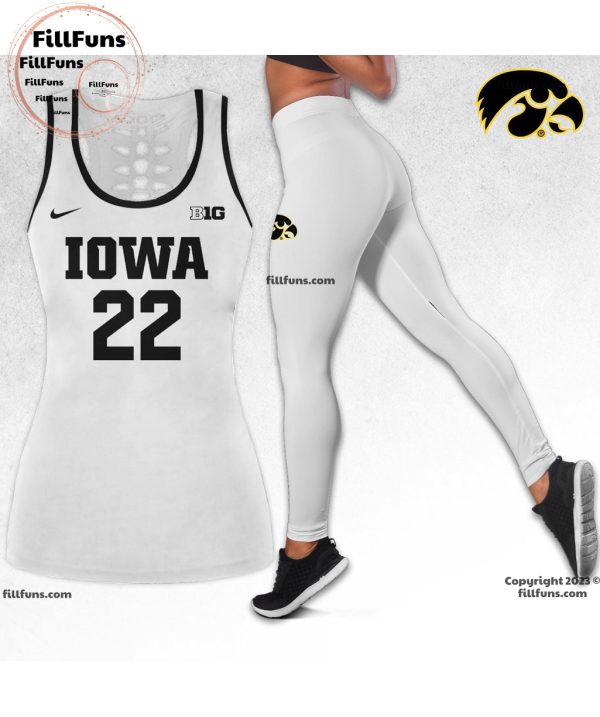 B1G Iowa 22 Caitlin Clark Combo Hollow Tanktop, Leggings – White