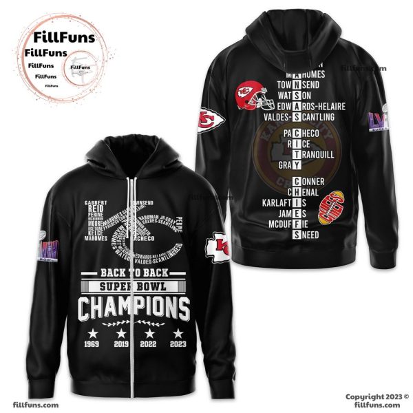 Back To Back Super Bowl Champions 1969 2019 2022 2023 Kansas City Chiefs Black 3D T-Shirt