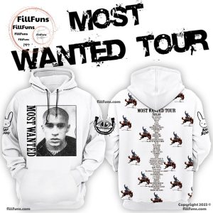 Bad Bunny Most Wanted Tour White Hoodie, Longpants, Cap