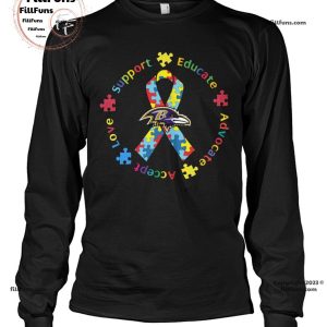 Baltimore Ravens Support Educate Advocate Accept Love Autism Awareness Unisex T-Shirt