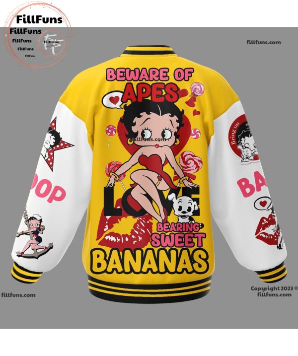 Betty Boop Beware Of Apes Bearing Sweet Bananas Baseball Jacket