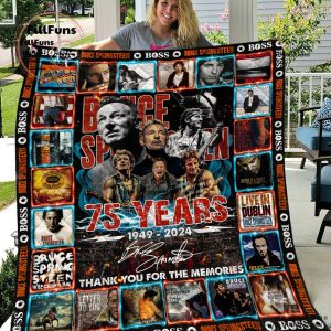 Bruce Springsteen 75th Anniversary 1949 – 2024 Thank You For The Memories Fleece Blanket