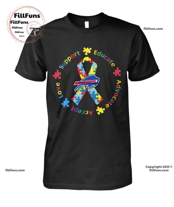 Buffalo Bills Support Educate Advocate Accept Love Autism Awareness Unisex T-Shirt