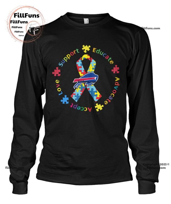 Buffalo Bills Support Educate Advocate Accept Love Autism Awareness Unisex T-Shirt