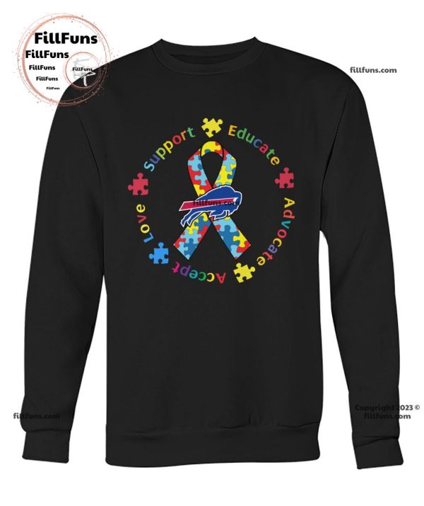 Buffalo Bills Support Educate Advocate Accept Love Autism Awareness Unisex T-Shirt