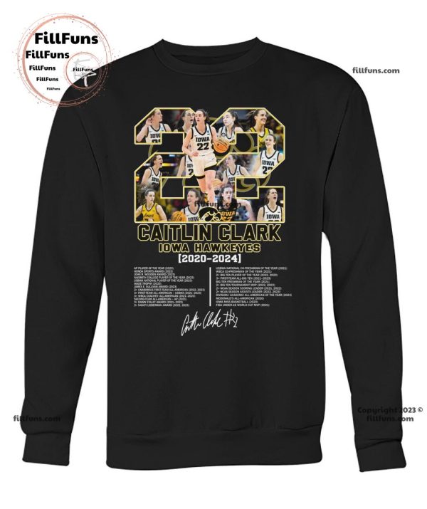 Caitlin Clark Iowa Hawkeyes 2020 – 2024 Signature T-Shirt