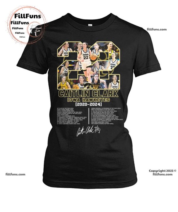 Caitlin Clark Iowa Hawkeyes 2020 – 2024 Signature T-Shirt