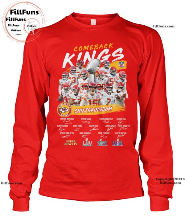 Comeback Kings Kansas City Chiefs Super Bowl LVIII Chiefskingdom T-Shirt