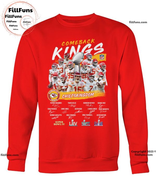 Comeback Kings Kansas City Chiefs Super Bowl LVIII Chiefskingdom T-Shirt