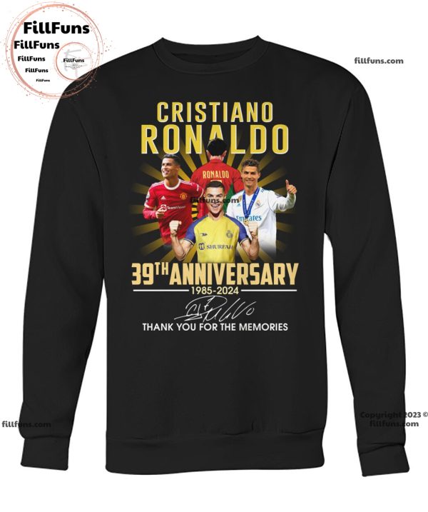 Cristiano Ronaldo 39th Anniversary 1985 – 2024 Thank You For The Memories T-Shirt