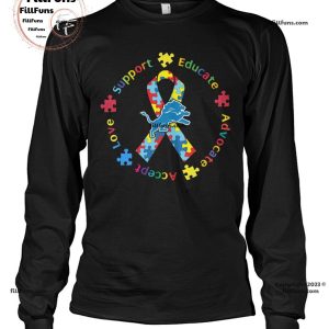 Detroit Lions Support Educate Advocate Accept Love Autism Awareness Unisex T-Shirt