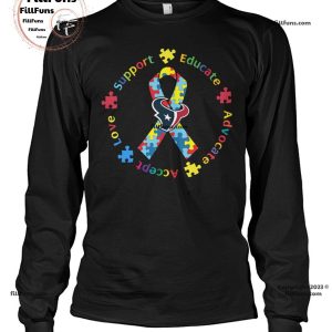Houston Texans Support Educate Advocate Accept Love Autism Awareness Unisex T-Shirt