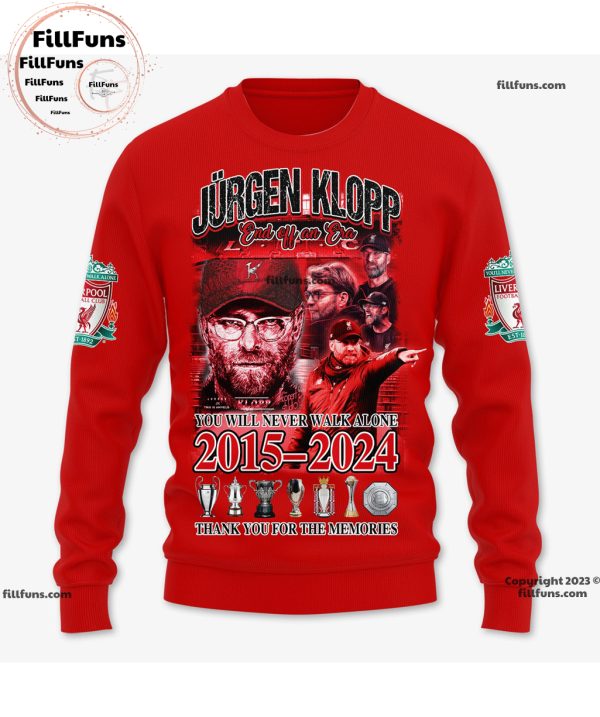 Jurgen Klopp End Off An Era You’ll Never Walk Alone 2015 – 2024 Thank You For The Memories 3D T-Shirt