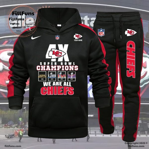 Kansas City Chiefs 4 X Super Bowl Champions We Are All Chiefs Hoodie, Jogger – Black