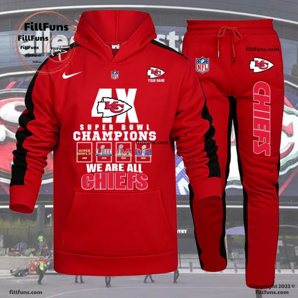 Kansas City Chiefs 4 X Super Bowl Champions We Are All Chiefs Hoodie, Jogger – Red