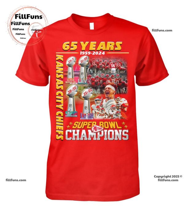 Kansas City Chiefs 65 Years 1959-2024 4time Super Bowl Champions Unisex T-Shirt