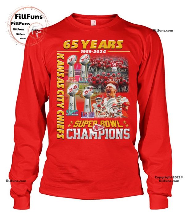 Kansas City Chiefs 65 Years 1959-2024 4time Super Bowl Champions Unisex T-Shirt