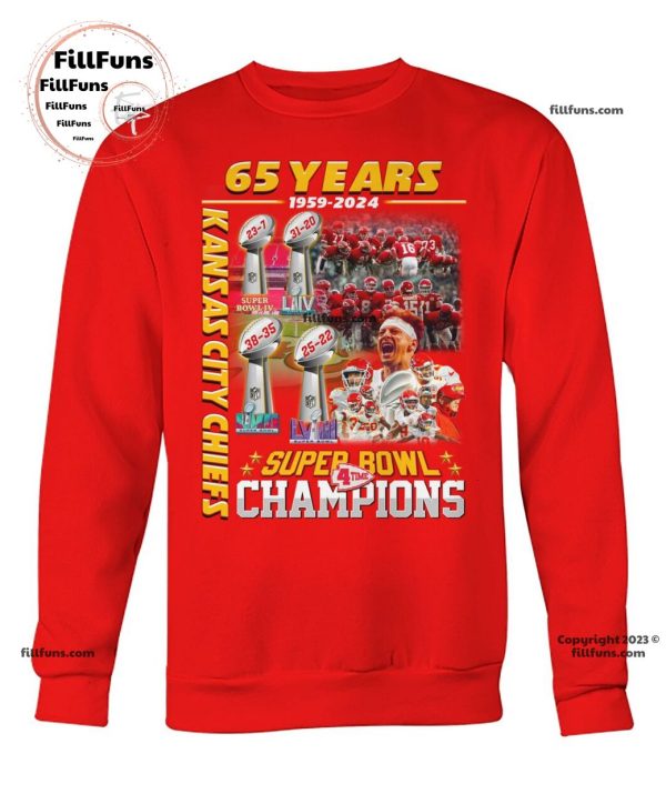 Kansas City Chiefs 65 Years 1959-2024 4time Super Bowl Champions Unisex T-Shirt