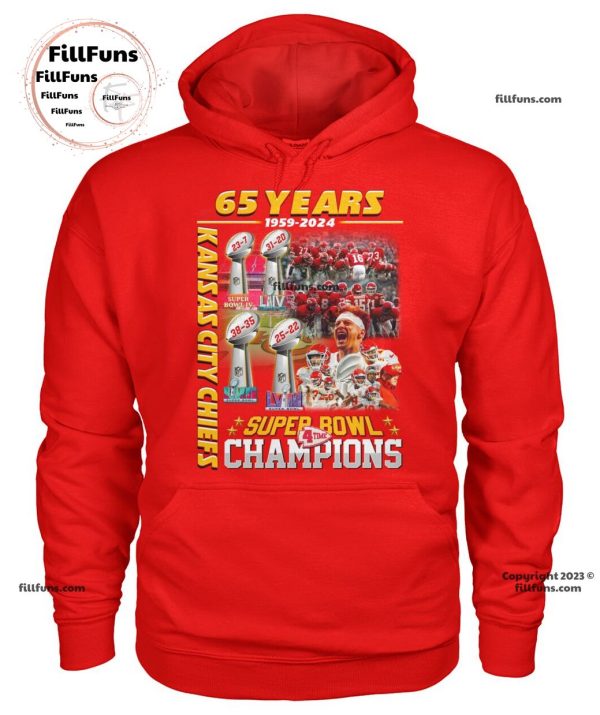 Kansas City Chiefs 65 Years 1959-2024 4time Super Bowl Champions Unisex T-Shirt