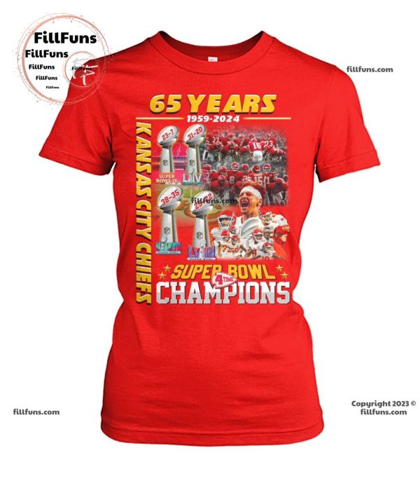 Kansas City Chiefs 65 Years 1959-2024 4time Super Bowl Champions Unisex T-Shirt