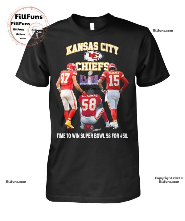 Kansas City Chiefs Kelce And Mahomes Time To Win Super Bowl 58 For 58 T-Shirt