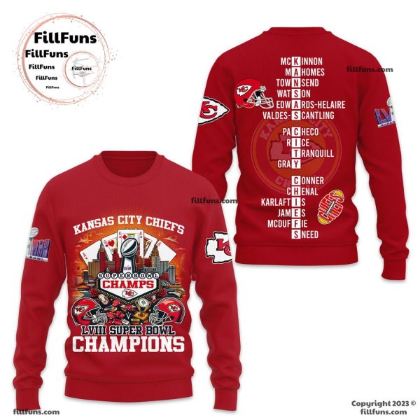 Kansas City Chiefs LVIII Super Bowl Champions Red 3D T-Shirt