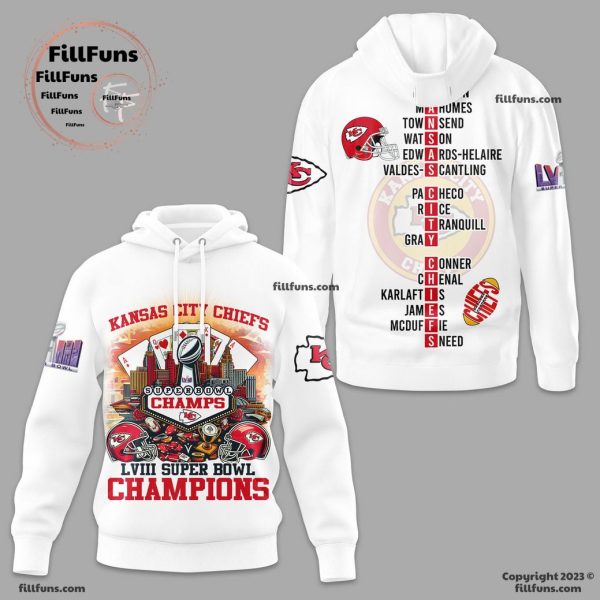 Kansas City Chiefs LVIII Super Bowl Champions White 3D T-Shirt