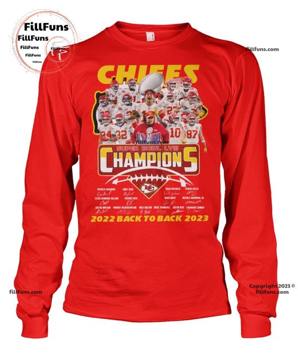 Kansas City Chiefs Super Bowl LVIII Champions 2022 Back To Back 2023 T-Shirt