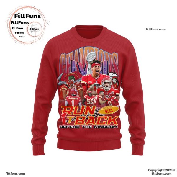 Kansas City Chiefs Super Bowl LVIII Champions Run It Back Defend The Kingdom Red 3D T-Shirt