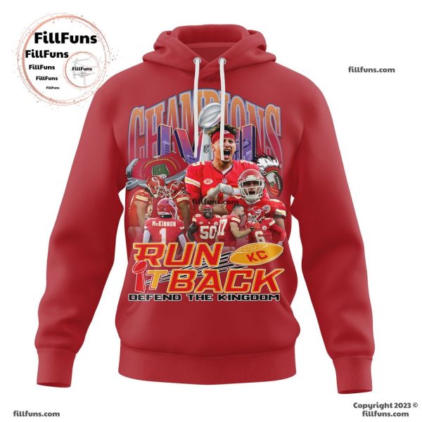 Kansas City Chiefs Super Bowl LVIII Champions Run It Back Defend The Kingdom Red 3D T-Shirt