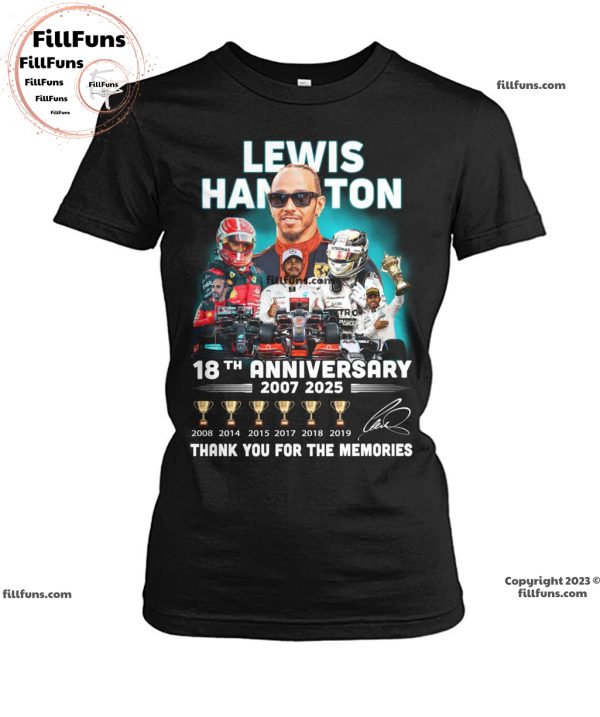 Lewis Hamilton 18th Anniversary 2007 – 2025 Thank You For The Memories Unisex T-Shirt