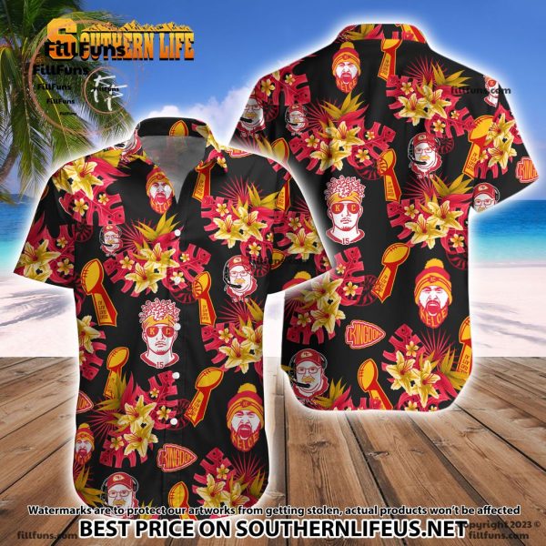 Mahomes Kelce Andy Reid Vince Lombardi Trophy Hawaiian Shirt
