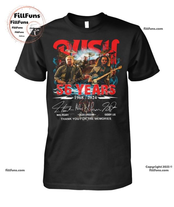 Rush 56 Years 1968-2024 Thank You For The Memories T-Shirt