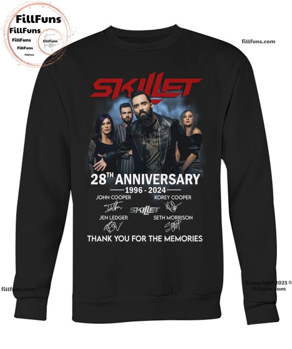 Skillet 28th Anniversary 1996 – 2024 Thank You For The Memories T-Shirt