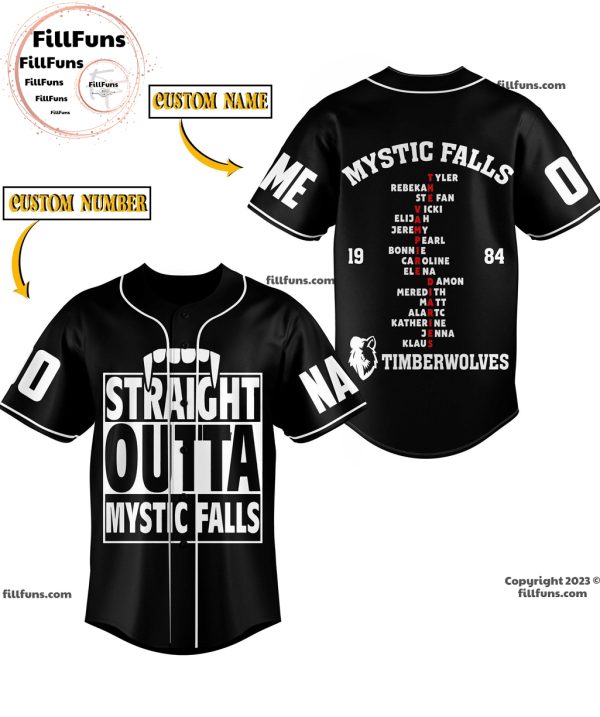 Straight Outta Mystic Falls Timberwolves Custom Baseball Jersey