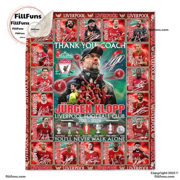 Thank You Coach Jurgen Klopp Liverpool 2015-2024 You’ll Never Walk Alone Blanket