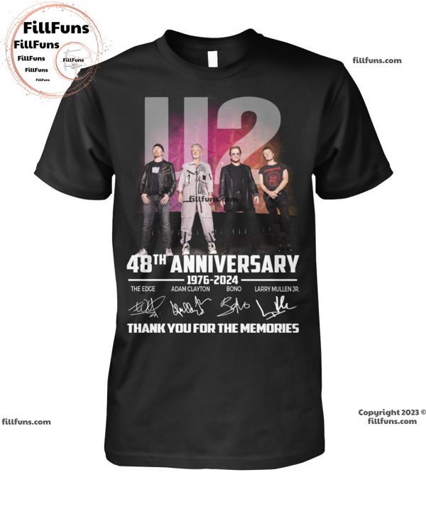 U2 48th Anniversary 1976 – 2024 Thank You For The Memories T-Shirt