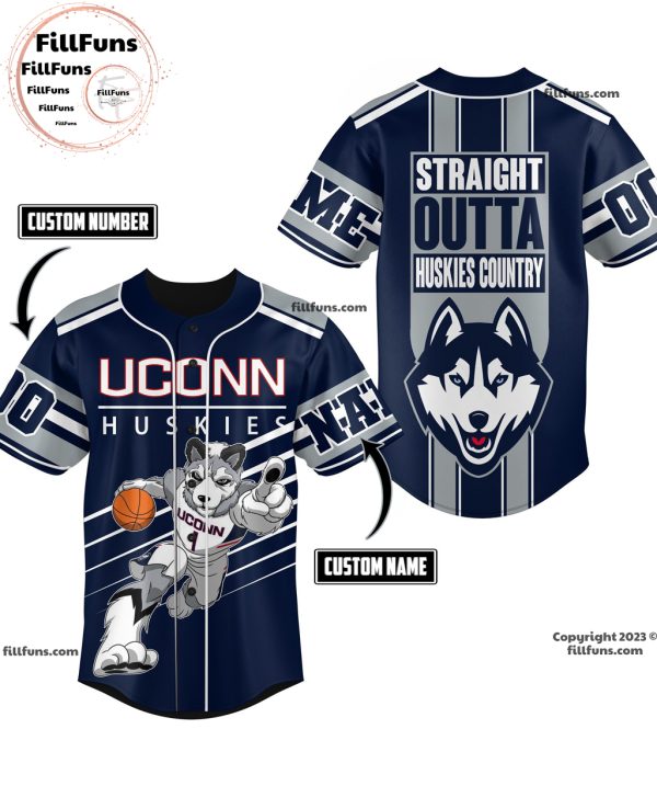 Uconn Huskies Straight Outta Huskies Country Custom Baseball Jersey