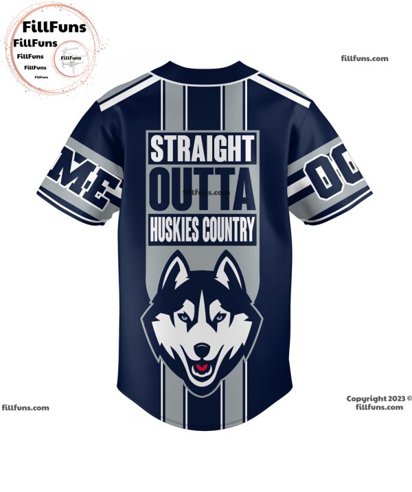 Uconn Huskies Straight Outta Huskies Country Custom Baseball Jersey