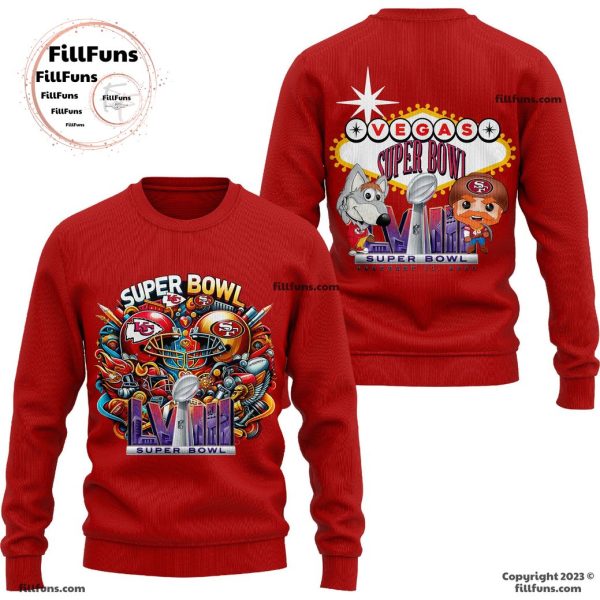 Vegas Super Bowl LVIII February 11 2024 Red 3D T-Shirt