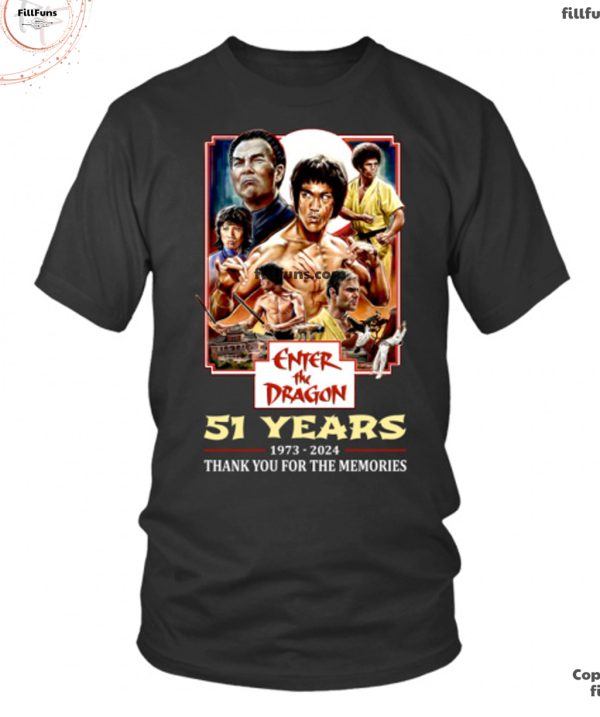 Enter The Dragon 51 Years 1973-2024 Thank You For The Memories T-Shirt
