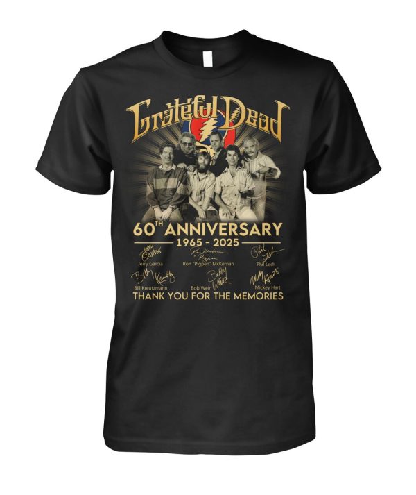 Grateful Dead 60th Anniversary 1965-2025 Thank You For The Memories T-Shirt