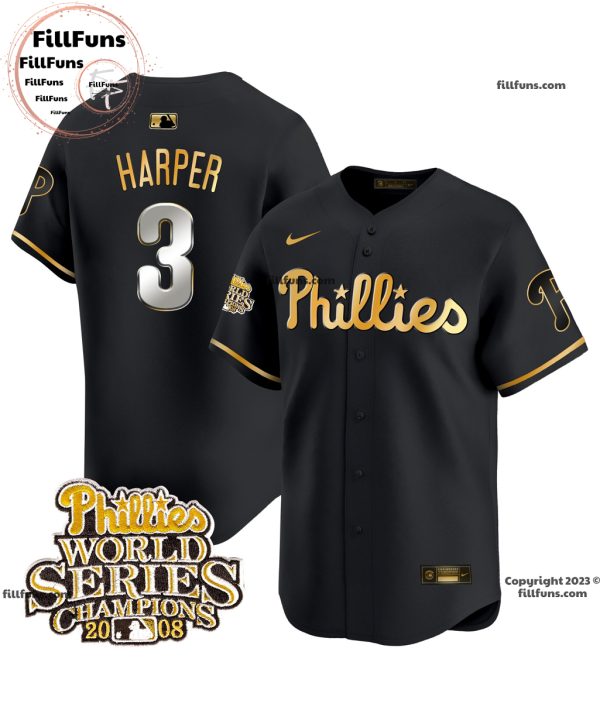 Men’s Phillies 2008 World Series Champions Bryce Harper #3 Baseball Jersey