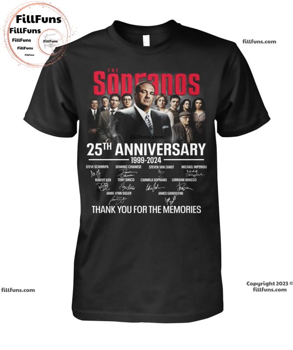 The Sopranos 25Th Anniversary 1999-2024 Thank You For The Memories Signatures T-Shirt