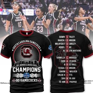 South Carolina Gamecocks Sec Women’s Basketball Champions 2024 Go Gamecocks Black T-Shirt