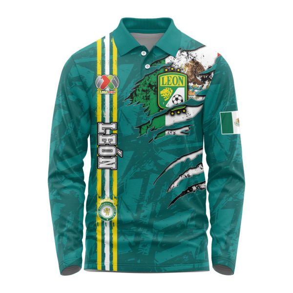 LIGA MX Club Leon Special Long Sleeve Polo Design Kits